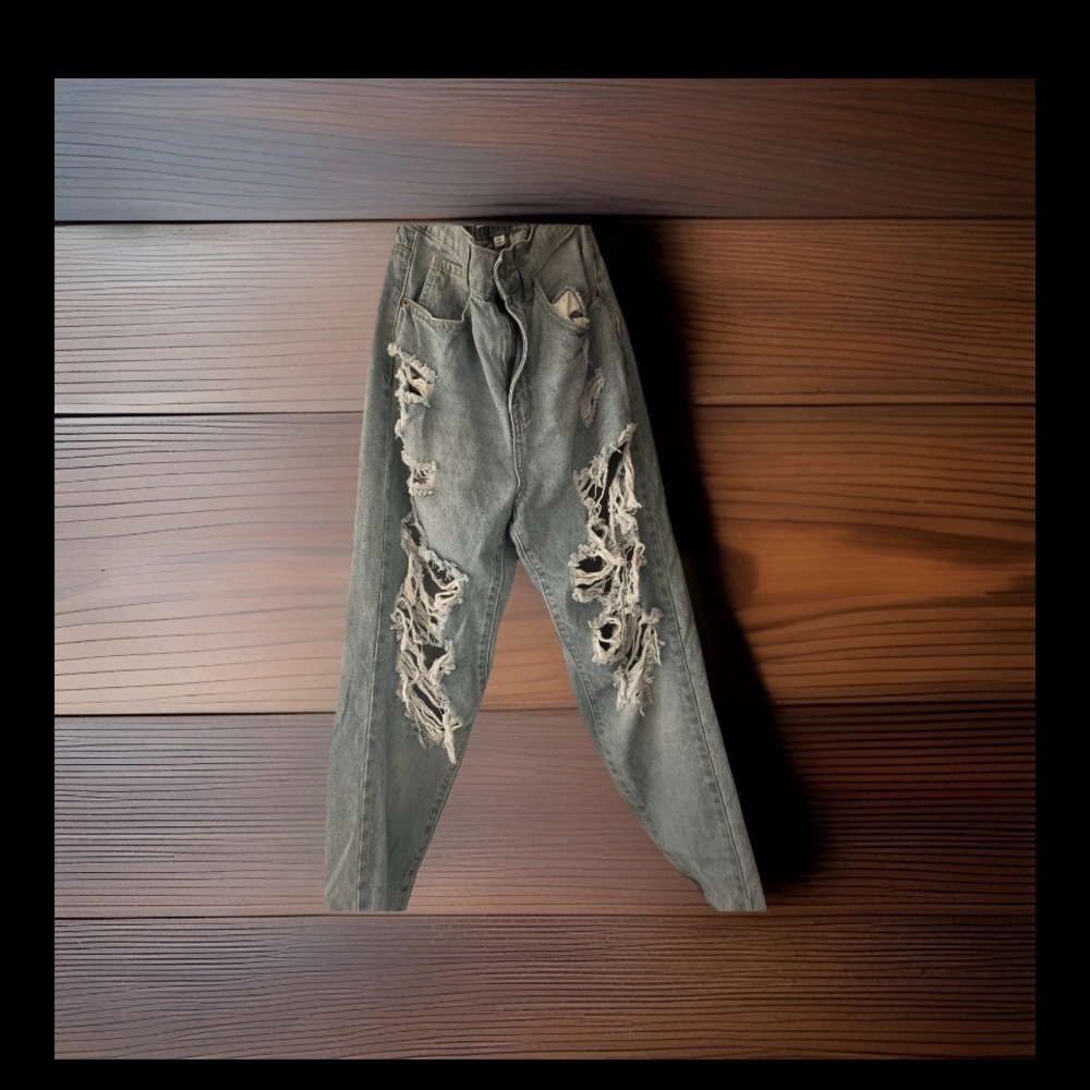 Wax Jean Ripped Flare Jeans in Washed Black-Grey